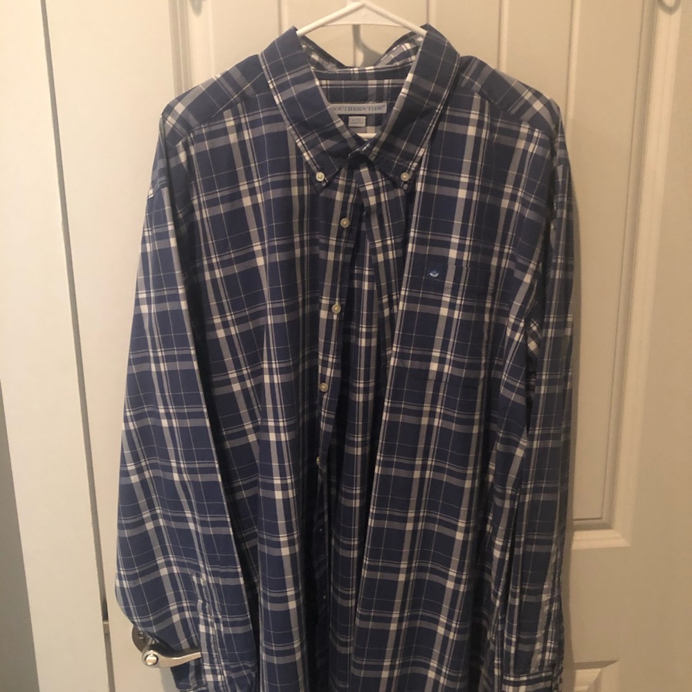 Men’s Southern Tide Navy Plaid 2XL Classic Fit